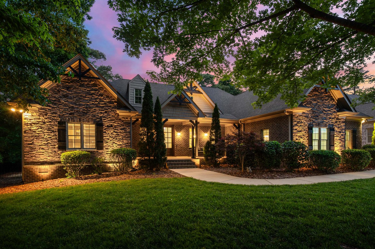 Front exterior at twilight
