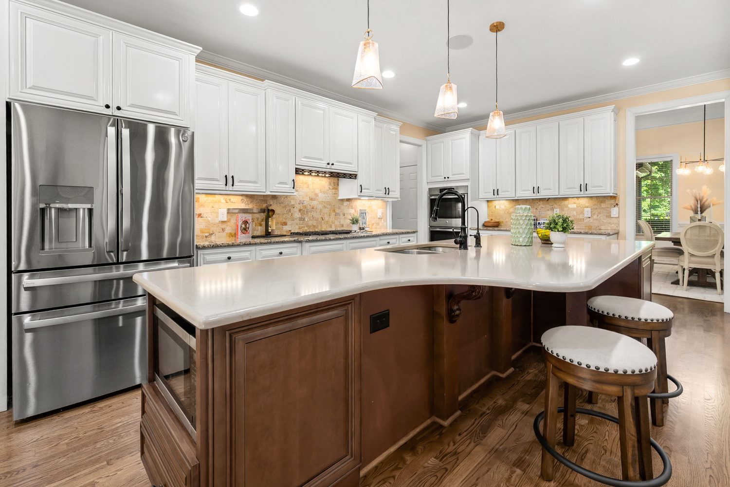 Chef's kitchen with quartz island