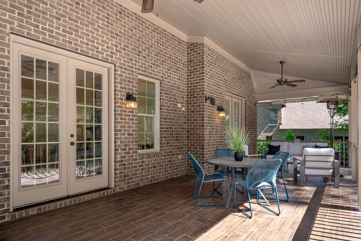Covered deck and French doors