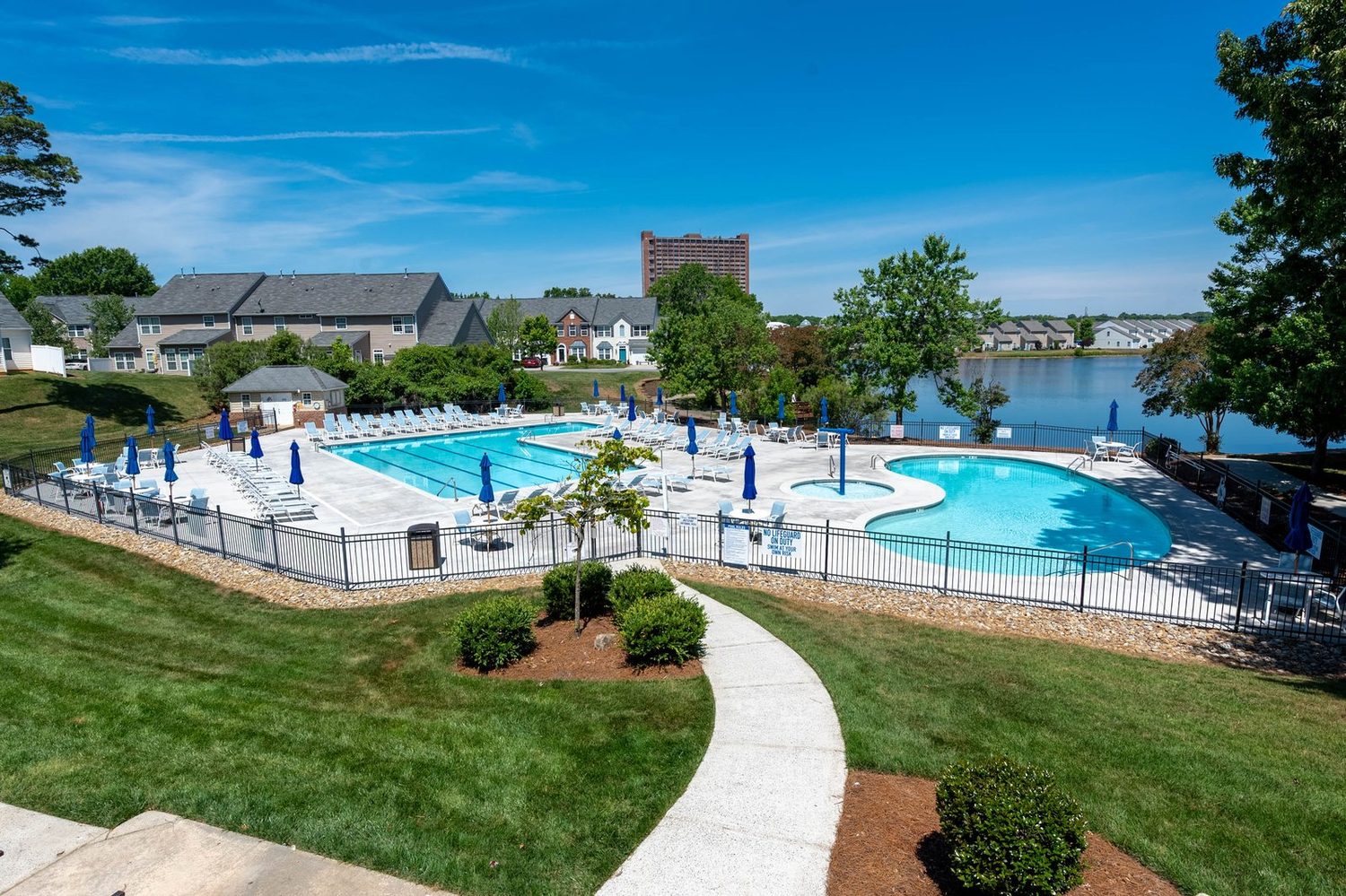 Regal Manor community pool overlooking the lake